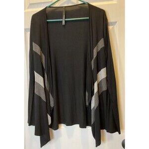 EllumiNation Nikki H Parker L Women Black Gray Light Weight Cardigan